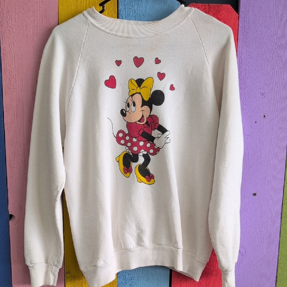 Vintage 80s Disney White Minnie Mouse Sweatahirt